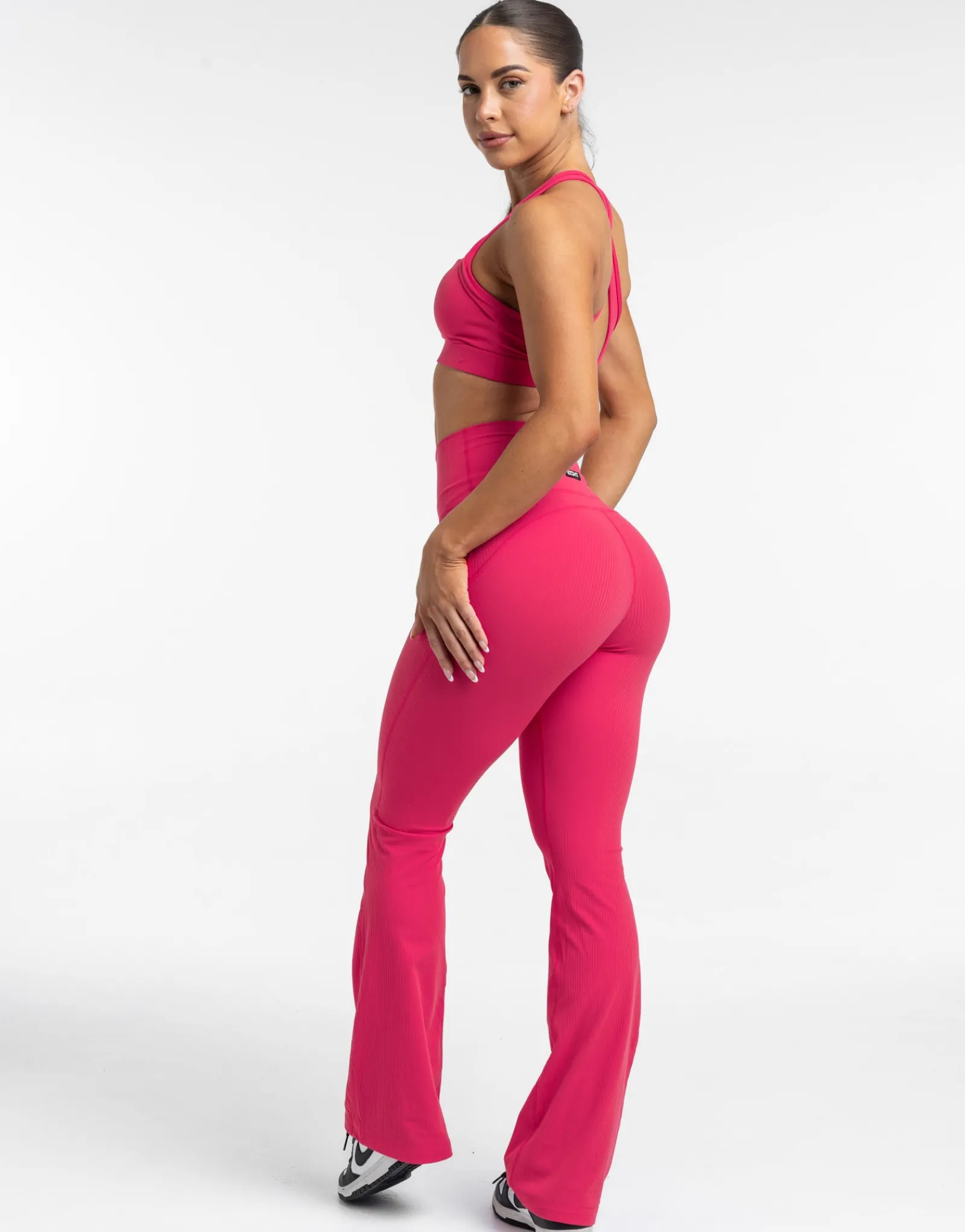 New ECHT Flare Ribbed Leggings Bright Pink