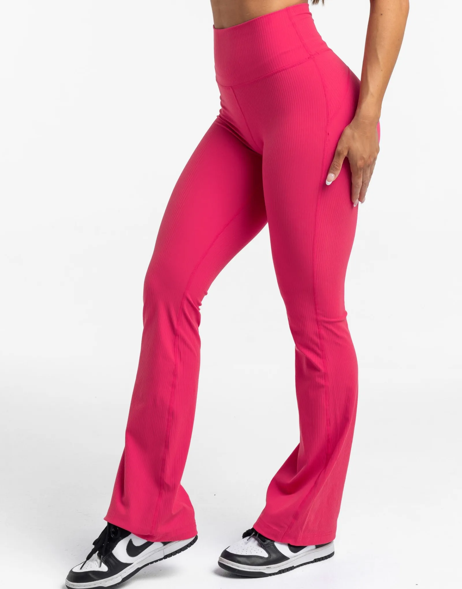 New ECHT Flare Ribbed Leggings Bright Pink