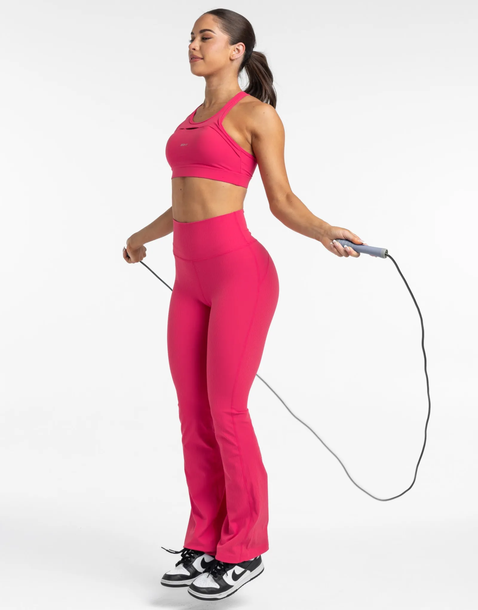 New ECHT Flare Ribbed Leggings Bright Pink