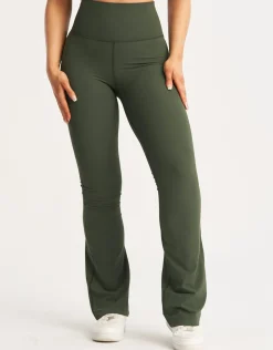 Fashion ECHT Flare Ribbed Leggings Forest Green