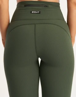 Fashion ECHT Flare Ribbed Leggings Forest Green