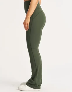 Fashion ECHT Flare Ribbed Leggings Forest Green