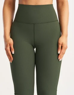 Fashion ECHT Flare Ribbed Leggings Forest Green