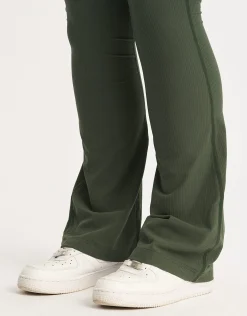 Fashion ECHT Flare Ribbed Leggings Forest Green