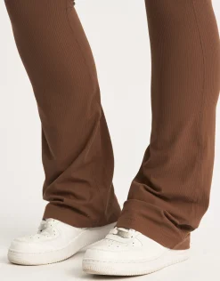 Sale ECHT Flare Ribbed Leggings Chestnut Brown