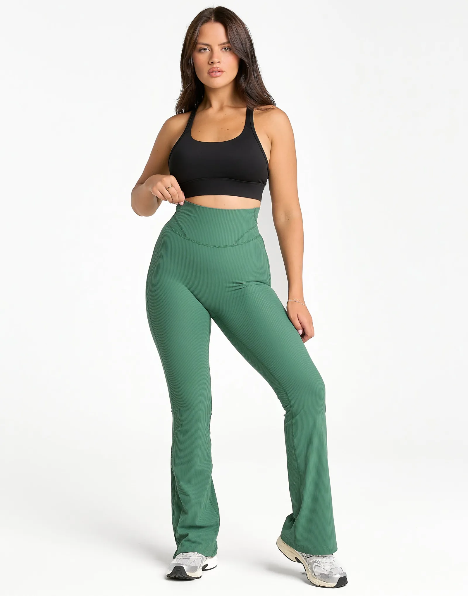 Outlet ECHT Flare Ribbed Leggings V2 Green