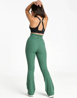 Outlet ECHT Flare Ribbed Leggings V2 Green