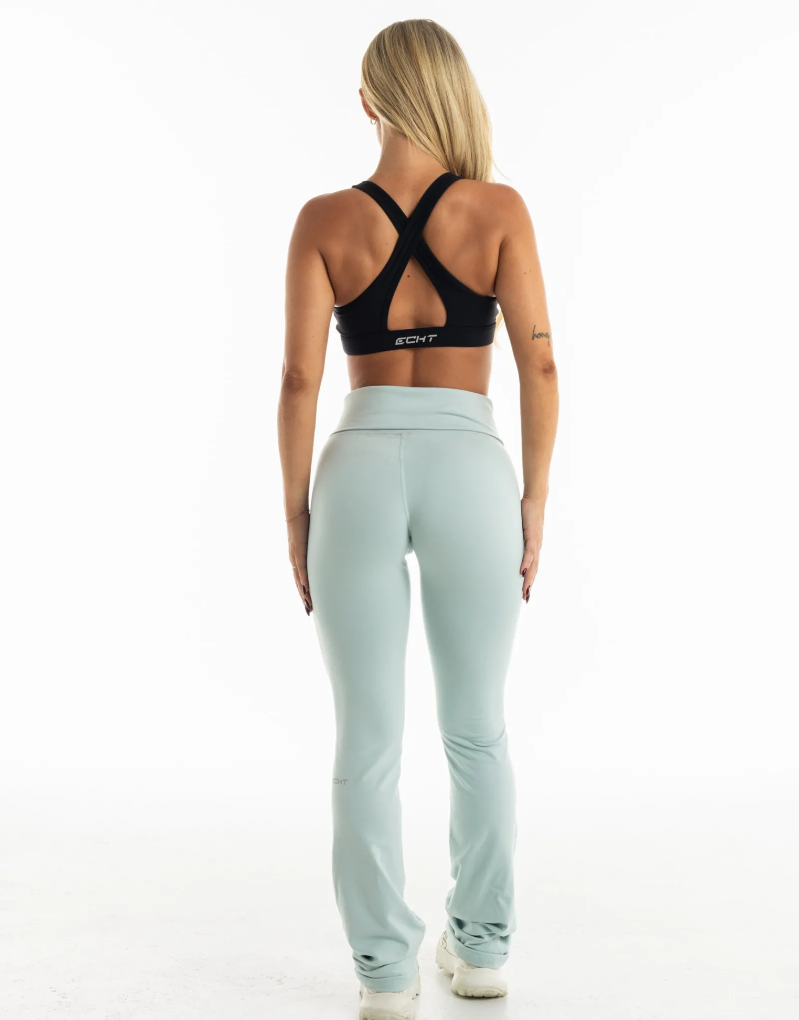 Clearance ECHT Fold Over Flare Leggings Light Blue