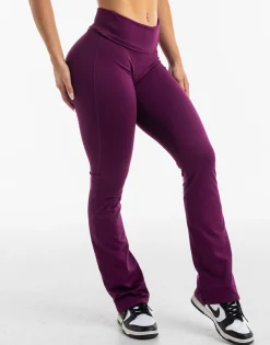 New ECHT Fold Over Flare Leggings Purple