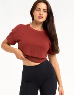 Clearance ECHT Layered Cropped Tee Brown