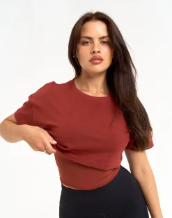 Online ECHT Layered Cropped Tee Brown