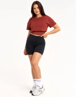 Online ECHT Layered Cropped Tee Brown