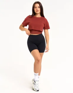 Online ECHT Layered Cropped Tee Brown