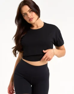 Online ECHT Layered Cropped Tee Black