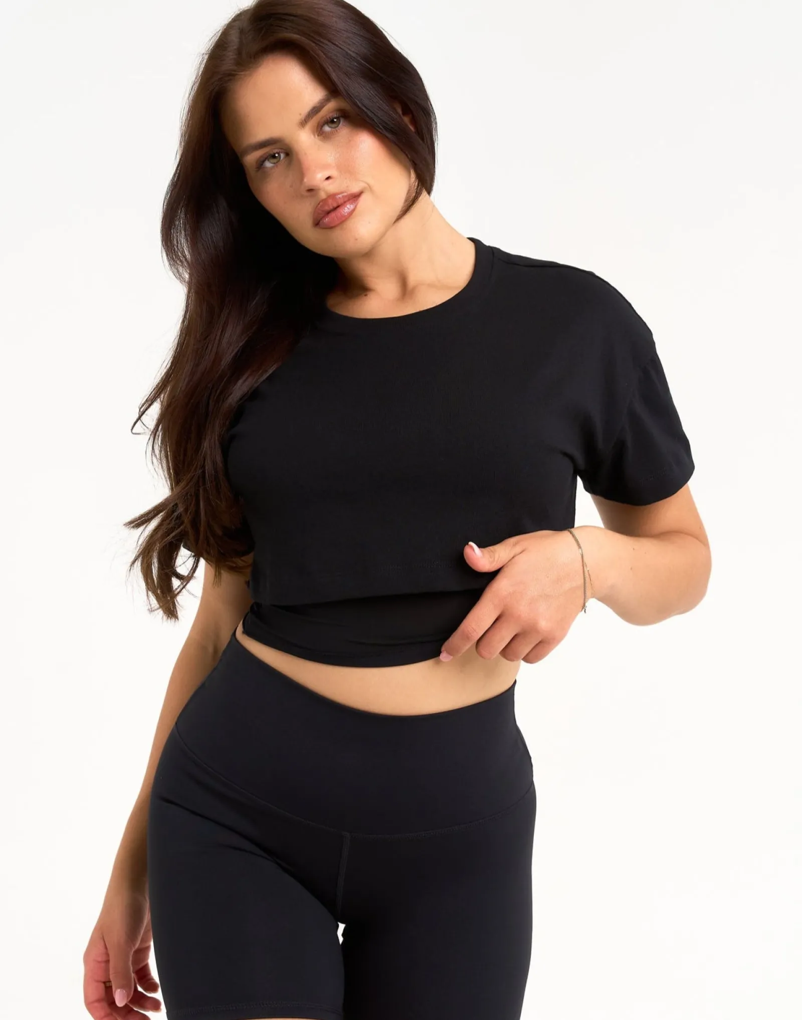Online ECHT Layered Cropped Tee Black
