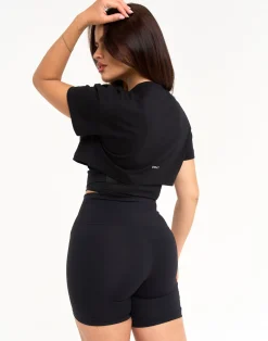 Online ECHT Layered Cropped Tee Black