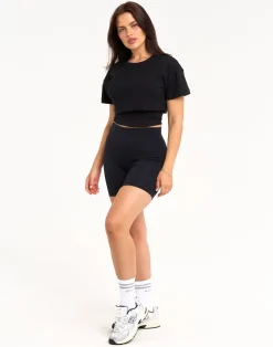 Online ECHT Layered Cropped Tee Black