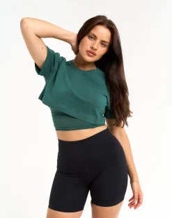 Discount ECHT Layered Cropped Tee Green
