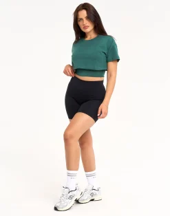 Hot ECHT Layered Cropped Tee Green
