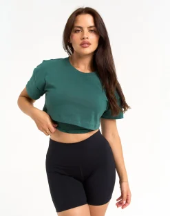 Hot ECHT Layered Cropped Tee Green