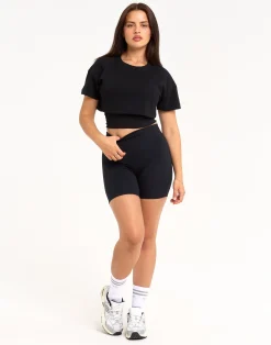 Fashion ECHT Layered Cropped Tee Black