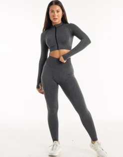 Outlet ECHT League Cropped Zip-Up Charcoal