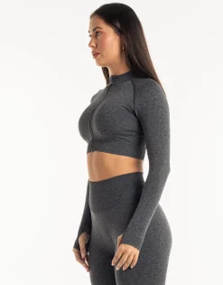 Outlet ECHT League Cropped Zip-Up Charcoal