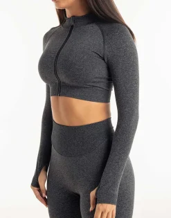 Outlet ECHT League Cropped Zip-Up Charcoal