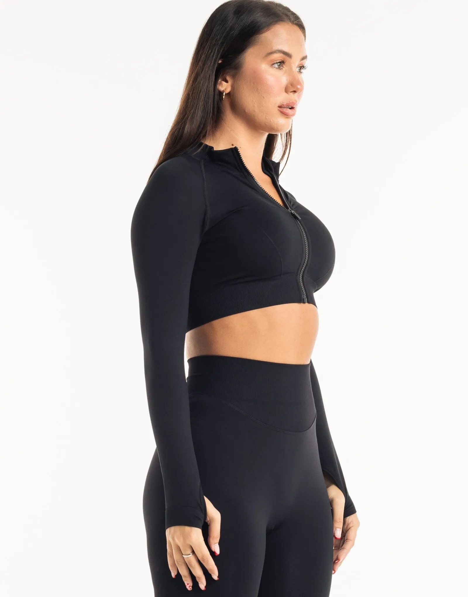 Hot ECHT League Cropped Zip-Up Black
