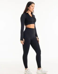 Hot ECHT League Cropped Zip-Up Black