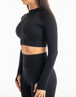 Hot ECHT League Cropped Zip-Up Black