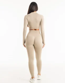 Best ECHT League Cropped Zip-Up Taupe Grey
