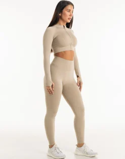 Best ECHT League Cropped Zip-Up Taupe Grey