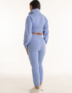 New ECHT Revere 1/4 Zip Crewneck Sweater Hydrangea Blue