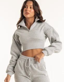 Outlet ECHT Revere 1/4 Zip Crewneck Sweater Heather Grey