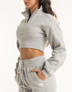 Outlet ECHT Revere 1/4 Zip Crewneck Sweater Heather Grey