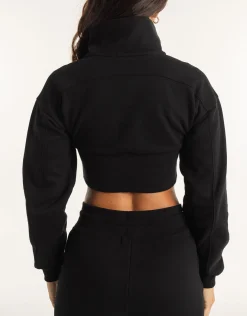New ECHT Revere 1/4 Zip Crewneck Sweater Black