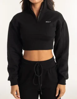 New ECHT Revere 1/4 Zip Crewneck Sweater Black