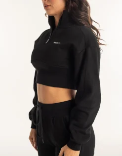 New ECHT Revere 1/4 Zip Crewneck Sweater Black