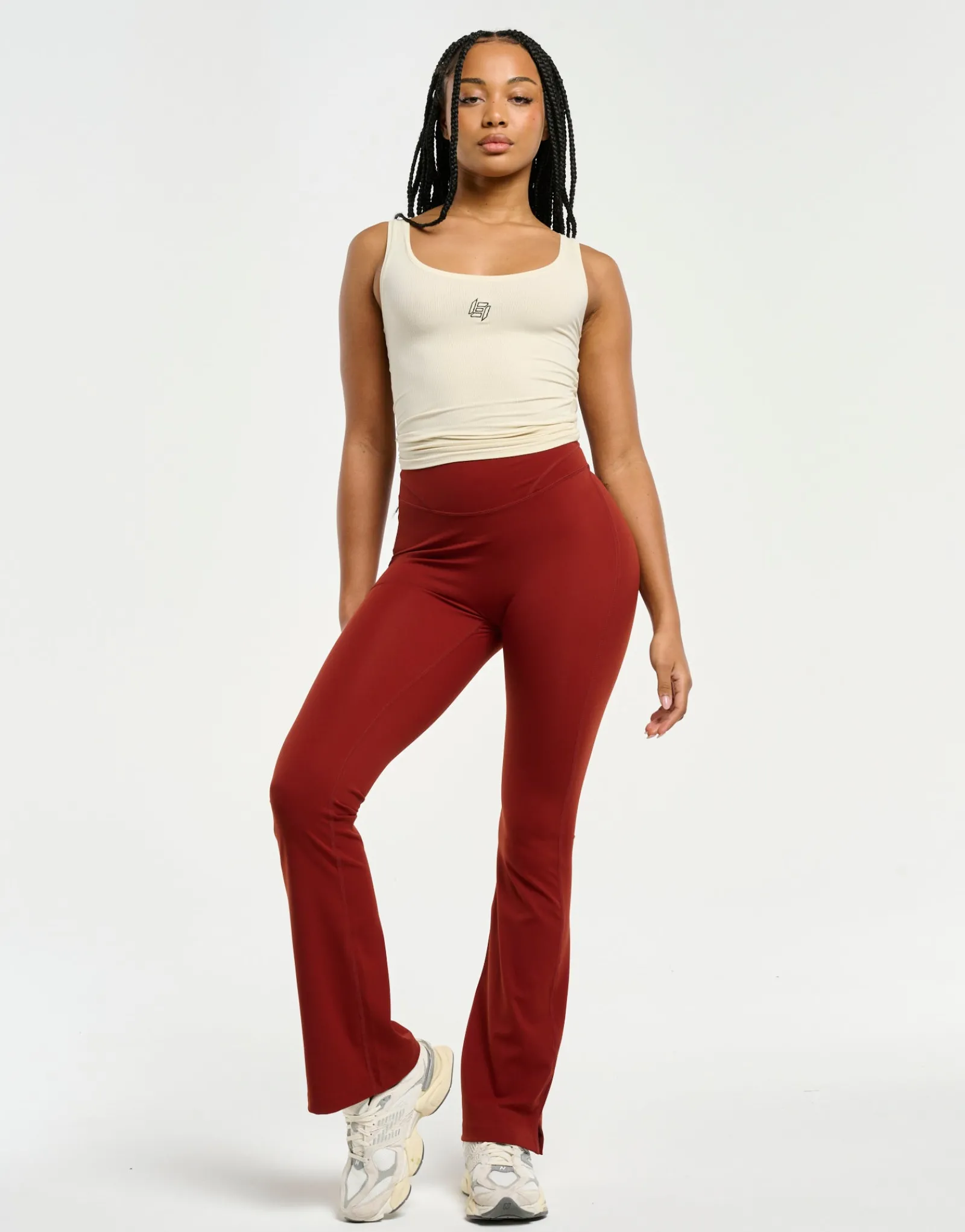 New ECHT Ribbed Sculpt Tank Taupe
