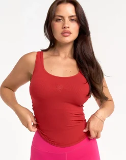 Online ECHT Ribbed Sculpt Tank Scarlet Red