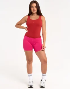 Online ECHT Ribbed Sculpt Tank Scarlet Red