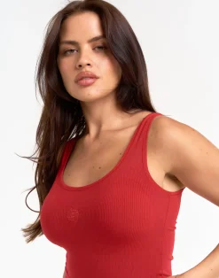 Online ECHT Ribbed Sculpt Tank Scarlet Red