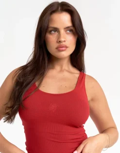 Online ECHT Ribbed Sculpt Tank Scarlet Red