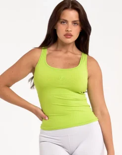 Fashion ECHT Ribbed Sculpt Tank Lime Green