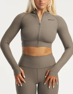 Outlet ECHT Rise Zip-Up Long Sleeve Brown Grey