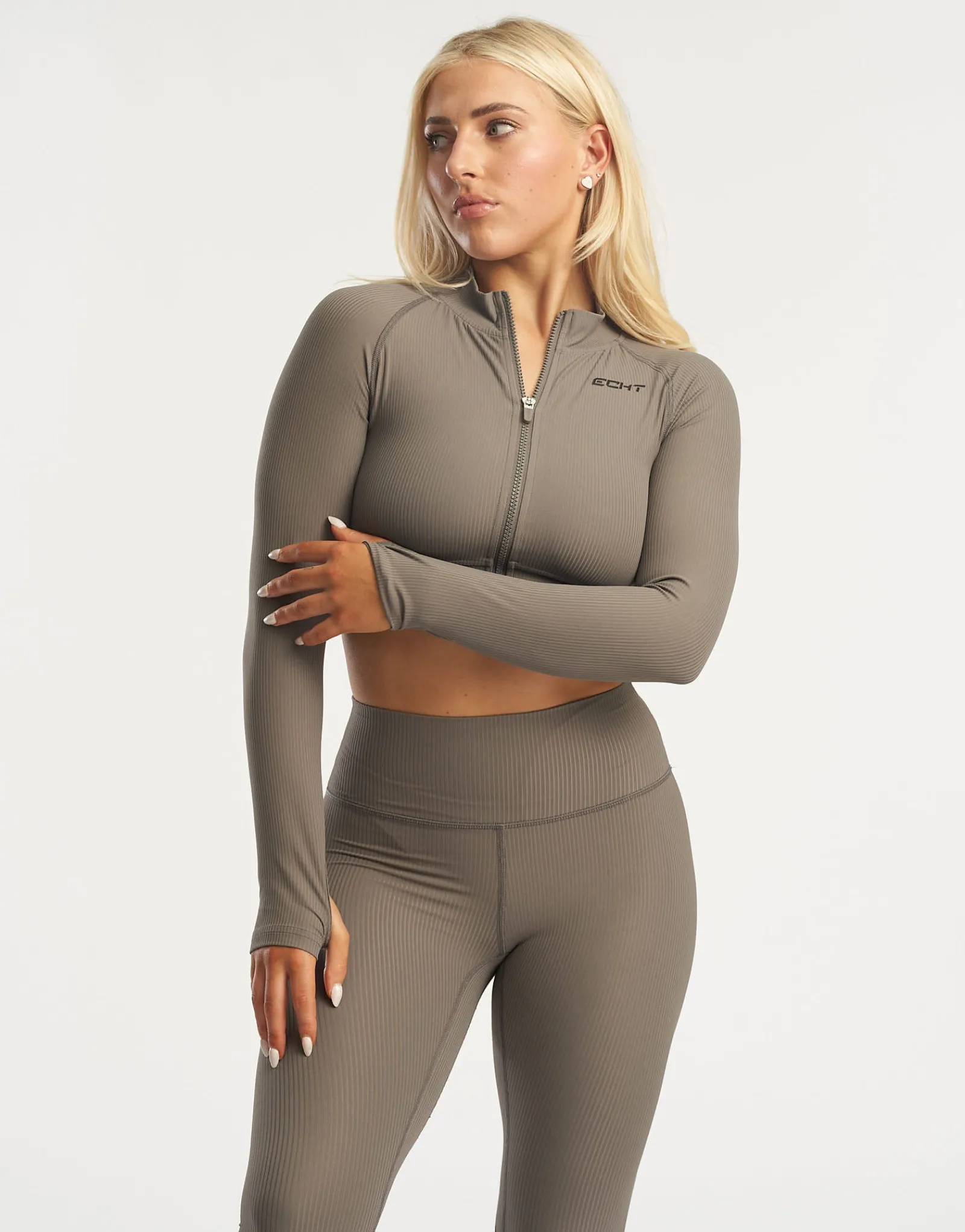 Outlet ECHT Rise Zip-Up Long Sleeve Brown Grey
