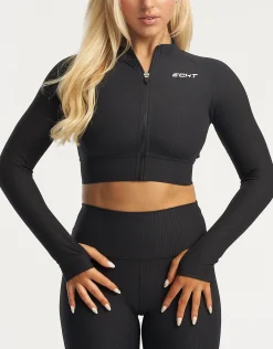 Clearance ECHT Rise Zip-Up Long Sleeve Black