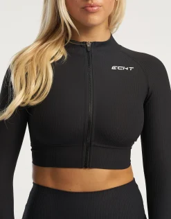 Clearance ECHT Rise Zip-Up Long Sleeve Black