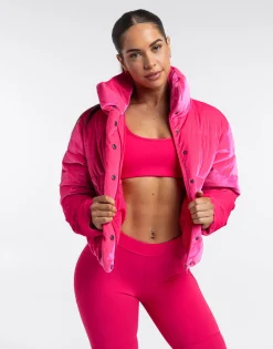 Sale ECHT Velour Puffer Jacket Bright Pink